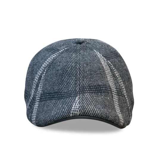 The Black Rose Peaky Boston Scally Cap - Black & Grey Plaid - Image 6