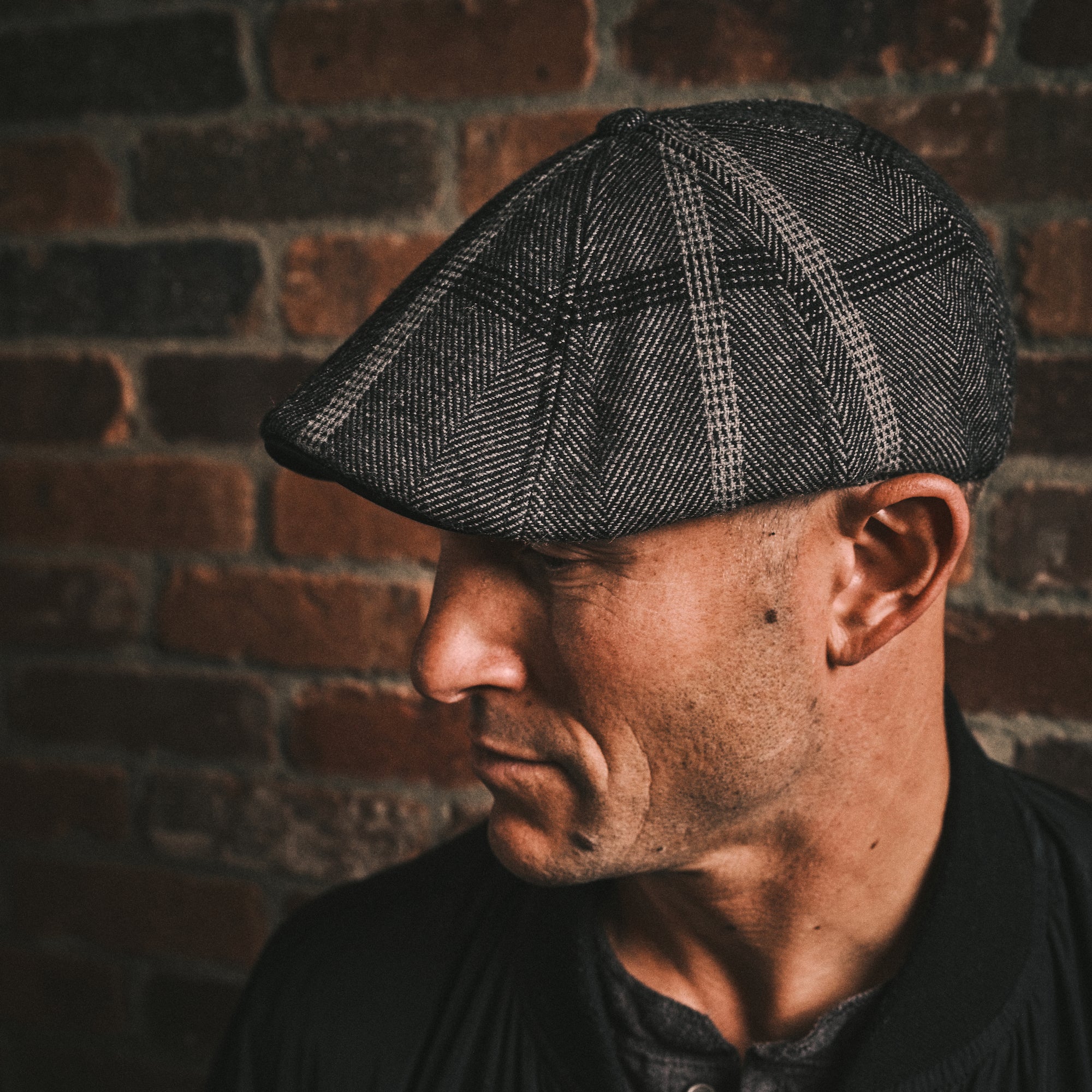 The Black Rose Peaky Boston Scally Cap - Black & Grey Plaid - Image 8