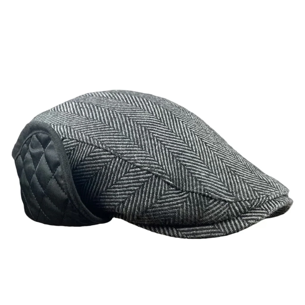 The Flap Cap Boston Scally Cap - Grey Herringbone - Image 5