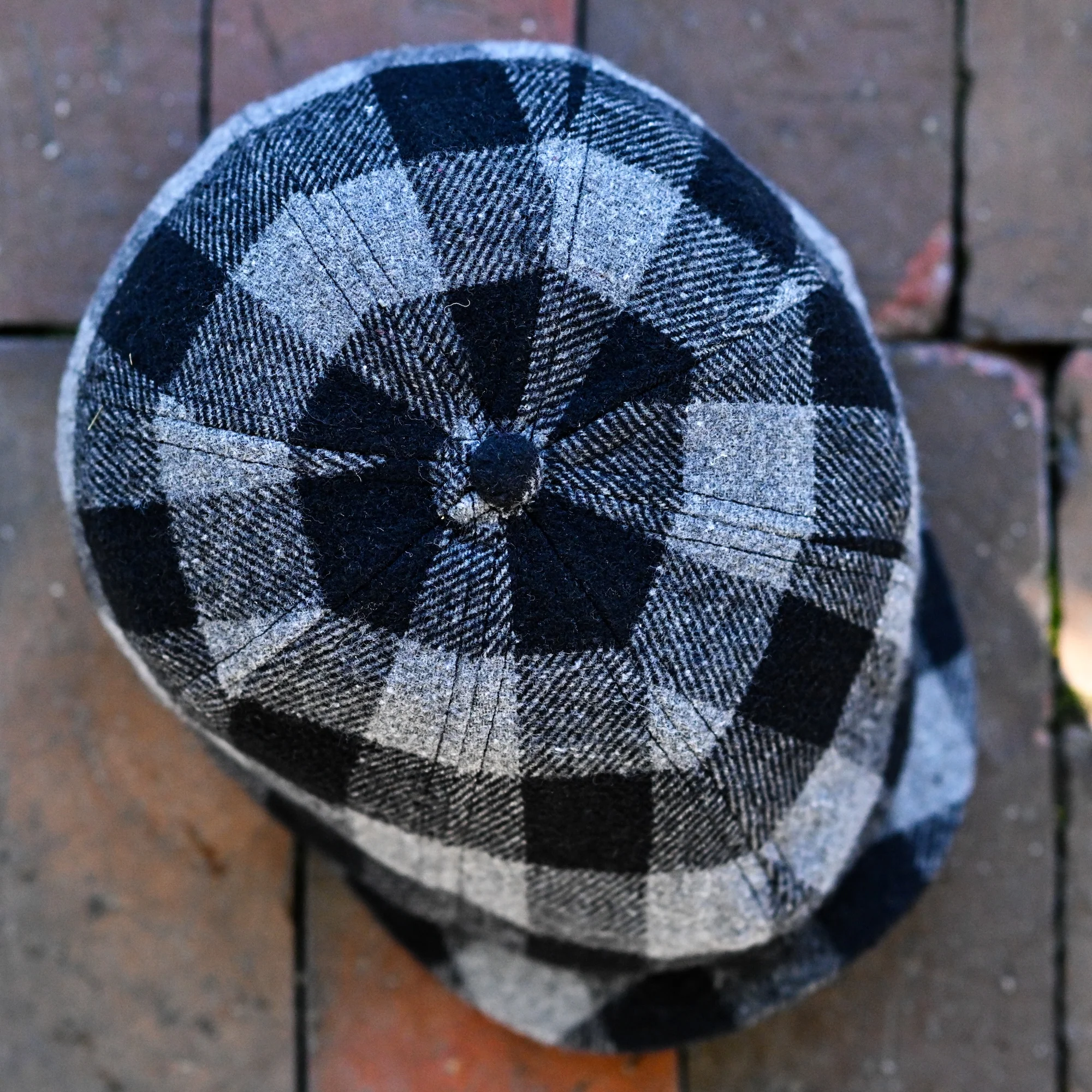 The Buffalo Insulated Baker Boy Boston Scally Cap - Black and Grey Plaid - Image 11