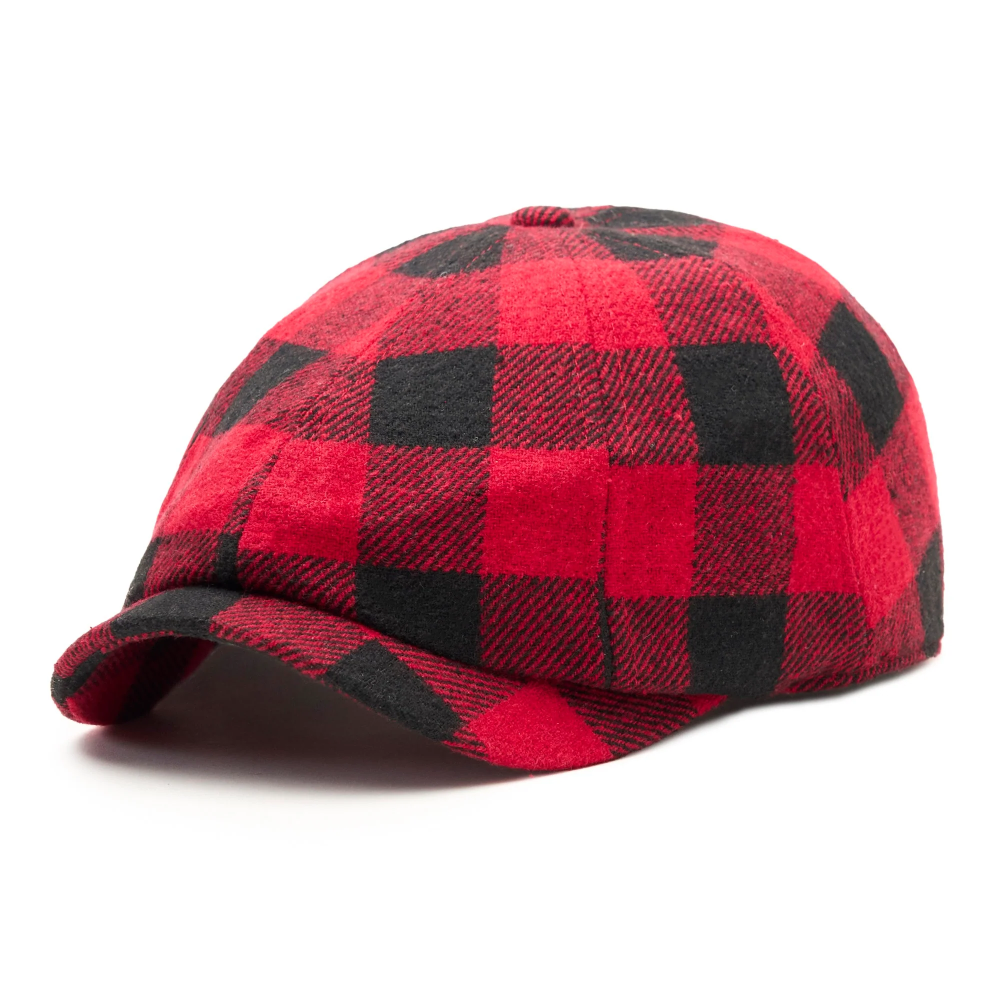 The Buffalo Insulated Baker Boy Boston Scally Cap - Red and Black Plaid - Image 4