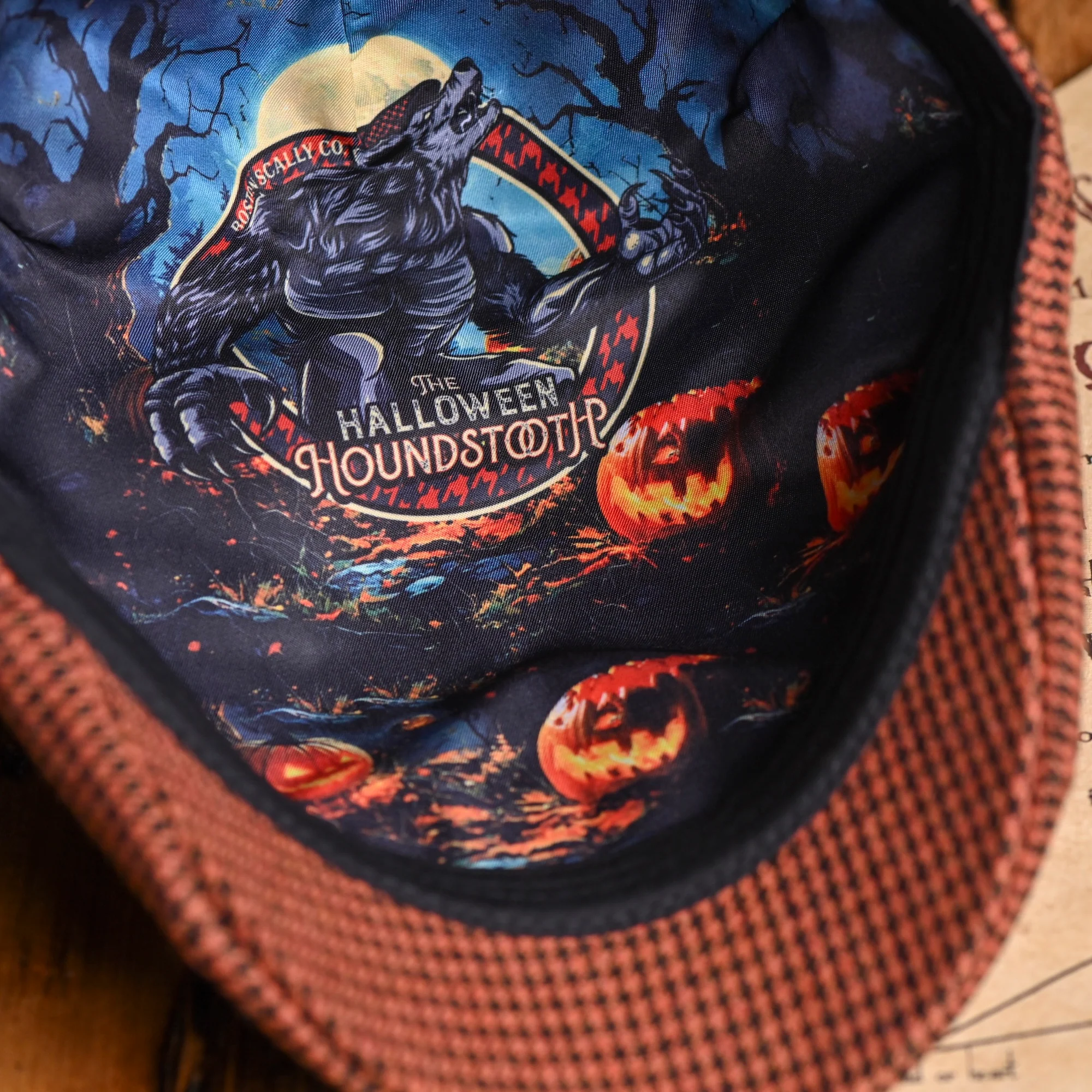 The Halloween Houndstooth Boston Scally Cap - Orange & Black - Image 11