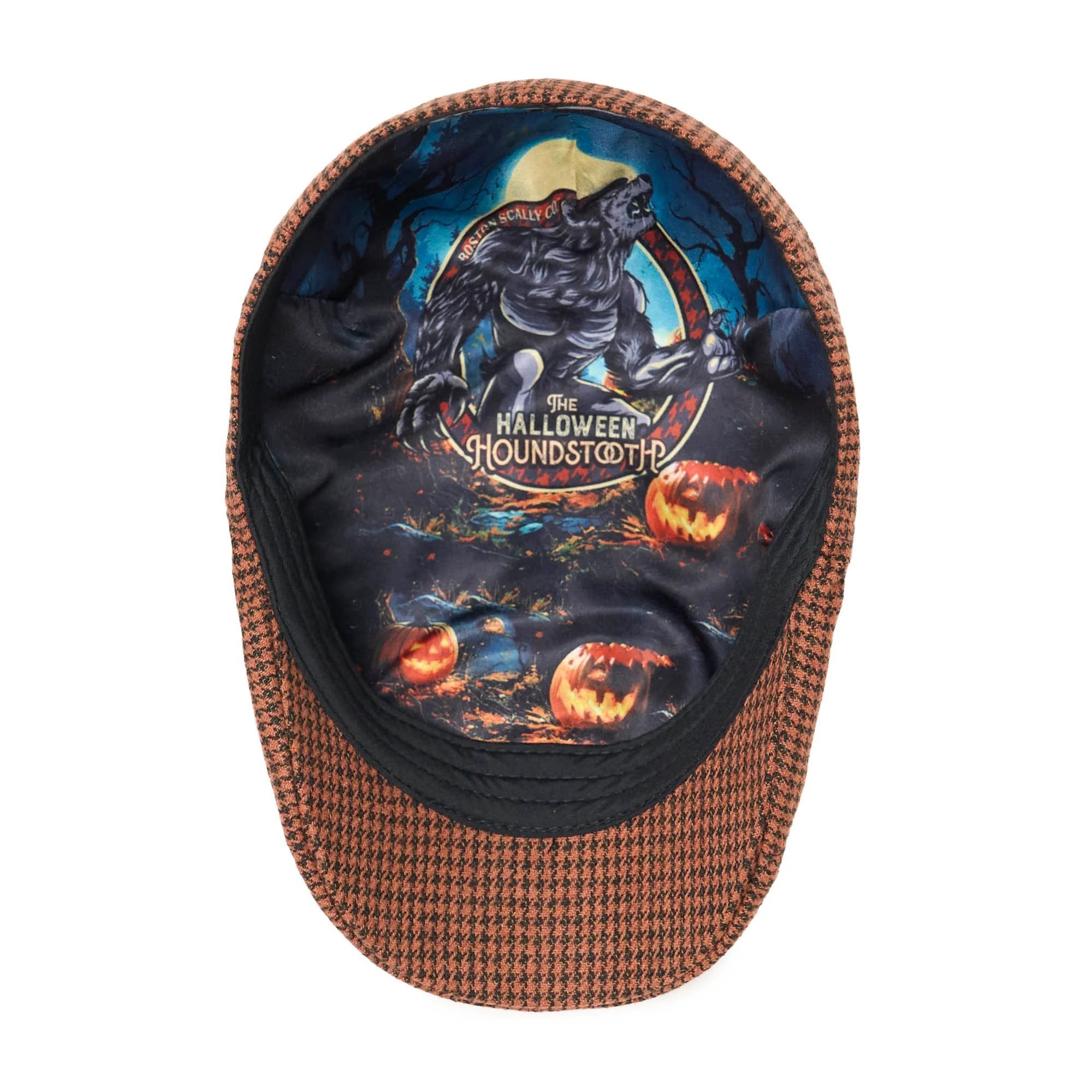 The Halloween Houndstooth Boston Scally Cap - Orange & Black - Image 3