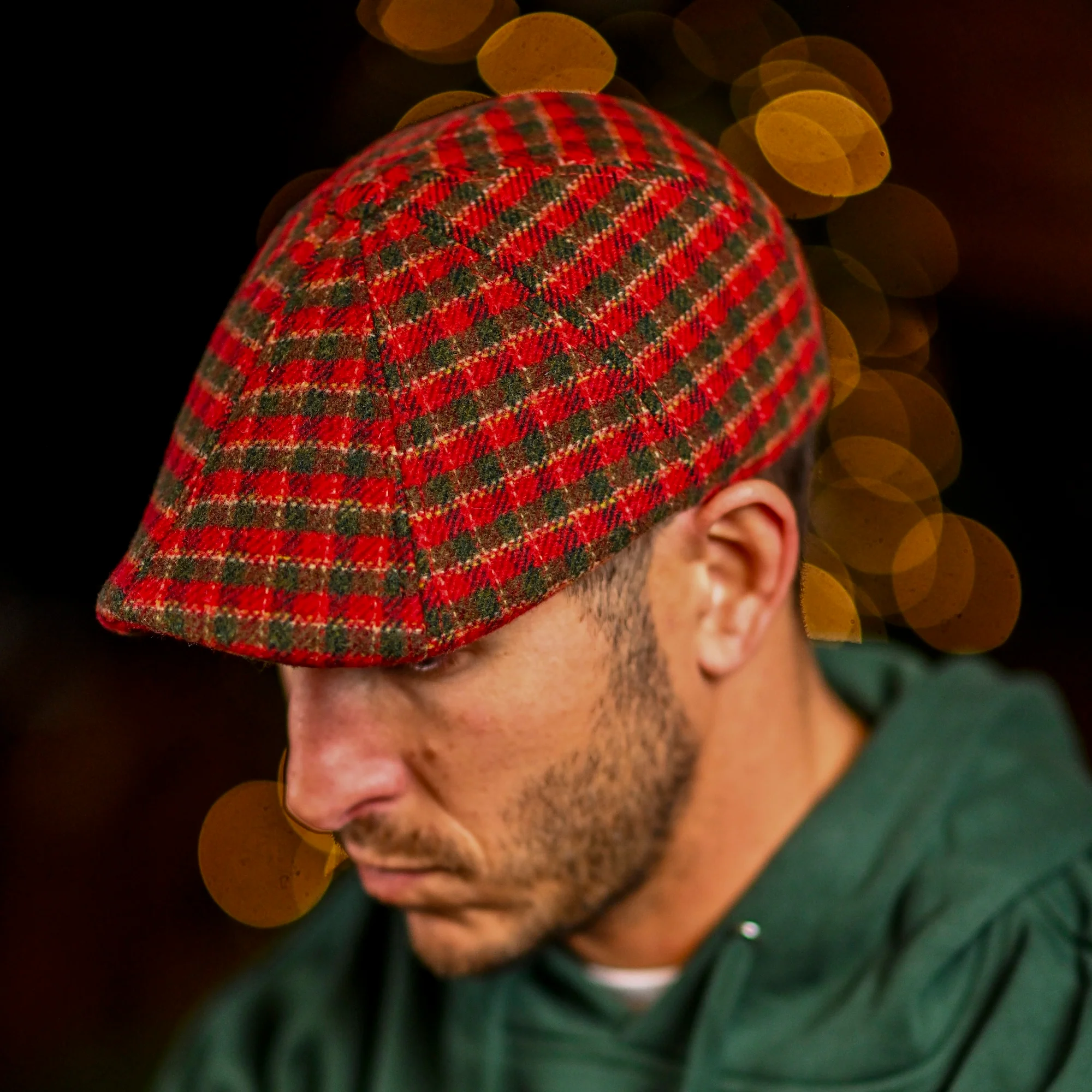 The Wonderland Boston Scally Cap - Red & Green Plaid - Image 2