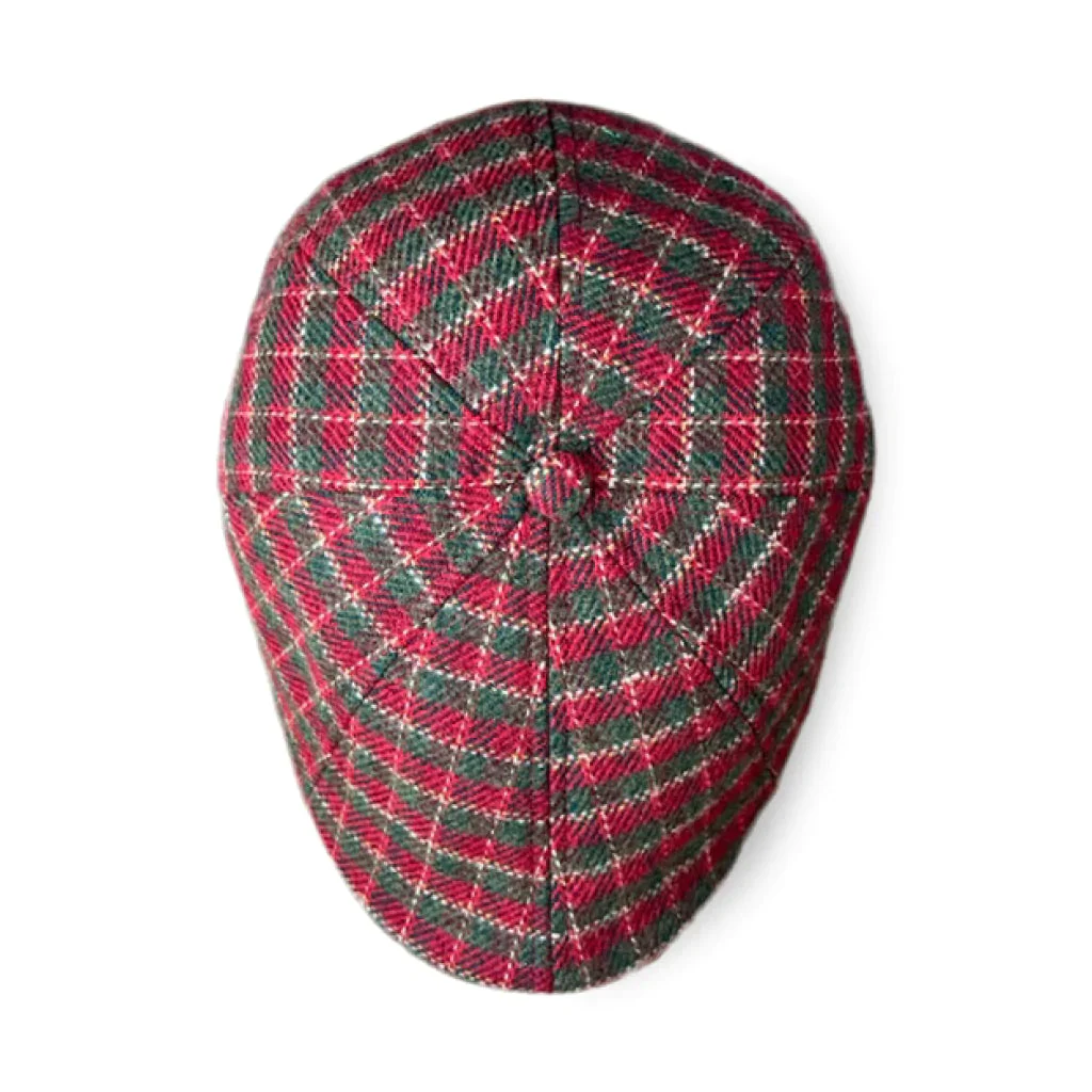 The Wonderland Boston Scally Cap - Red & Green Plaid - Image 5